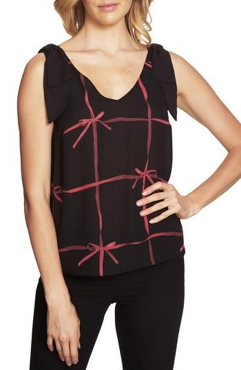 Women's Cece Lattice Ribbons Bow-shoulder Sleeveless Blouse