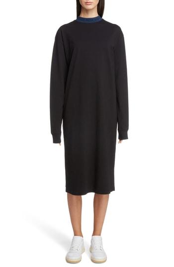Women's Acne Studios Logo Collar T-shirt Dress - Black