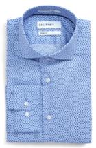 Men's Calibrate Trim Fit Dot Print Dress Shirt .5 32/33 - Blue