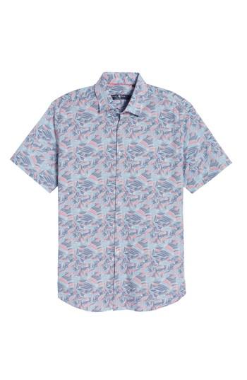 Men's Stone Rose Contemporary Fit Wave Print Sport Shirt (s) - Pink