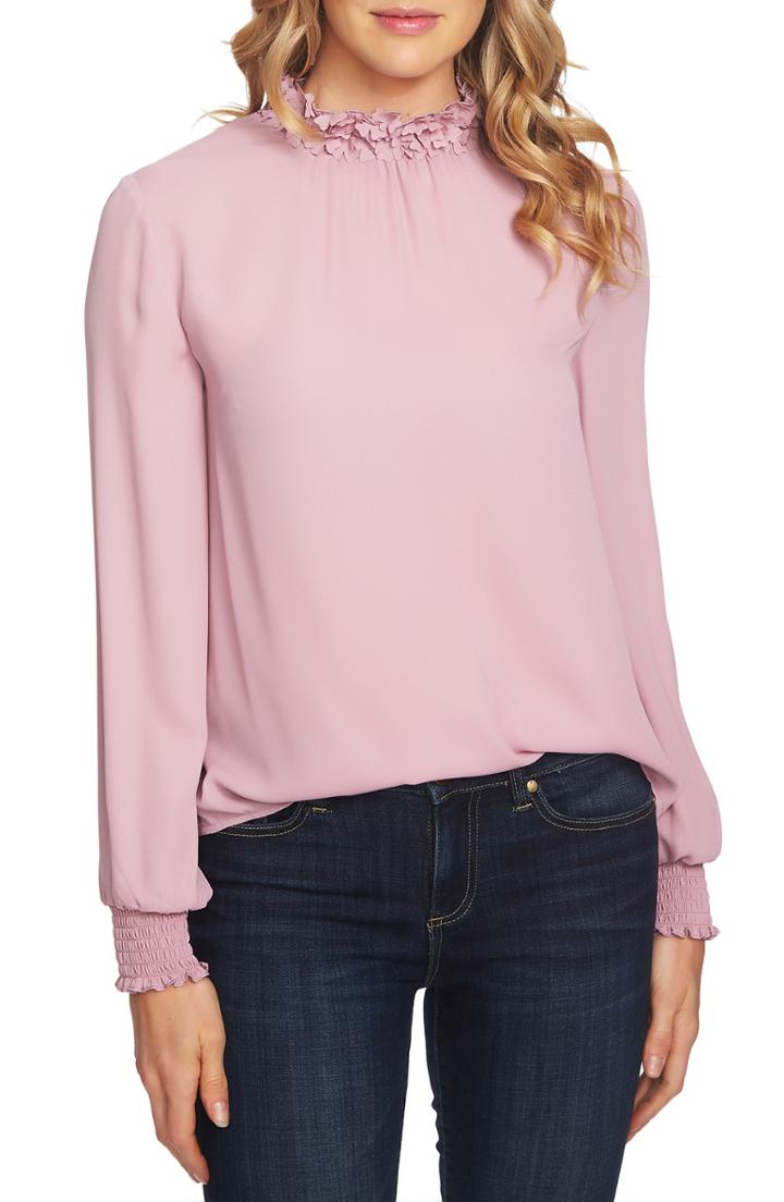 Women's Caslon Textured Cotton Blouse, Size - Pink