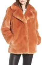 Women's Avec Les Filles Notch Collar Faux Fur Coat, Size - Pink
