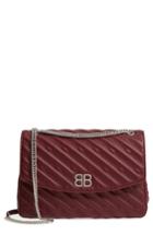 Balenciaga Matelasse Calfskin Leather Shoulder Bag - Burgundy