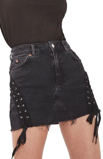 Women's Topshop Lace-up Denim Miniskirt