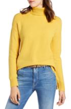 Women's Halogen Turtleneck Wool Blend Tunic Sweater - Yellow