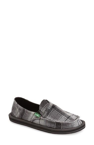 Women's Sanuk 'pick Pocket' Plaid Slip-on M - Black