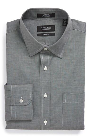 Men's Nordstrom Men's Shop Classic Fit Non-iron Solid Dress Shirt 35 - Grey