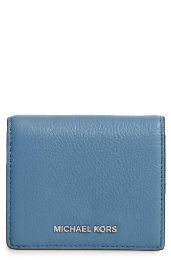 Women's Michael Michael Kors Mercer Leather Rfid Cardholder Wallet - Blue