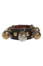 Women's Alexander Mcqueen Metallic Sphere Leather Bracelet