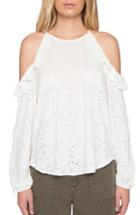Women's Willow & Clay Eyelet Cold Shoulder Top - Ivory