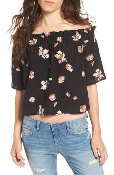 Women's Bp. Short Sleeve Off The Shoulder Top, Size - Black