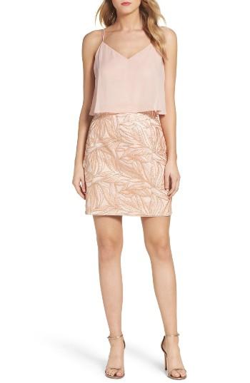 Women's Aidan By Aidan Mattox Chiffon Overlay Sheath Dress