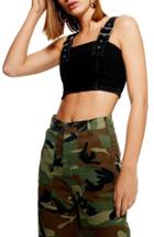 Women's Topshop Buckle Strap Denim Bralette Us (fits Like 0-2) - Black