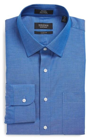 Men's Nordstrom Men's Shop Classic Fit Non-iron Solid Dress Shirt 34 - Blue