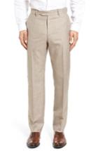 Men's Monte Rosso Flat Front Solid Wool Blend Trousers - Beige
