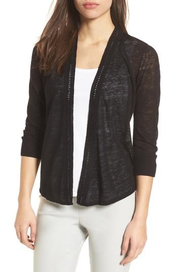 Women's Nic+zoe Crochet Trim Cardigan - Black