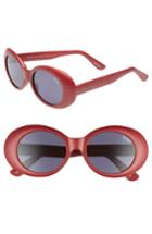 Women's Quay Australia Frivolous 50mm Oval Sunglasses - Red/ Smoke