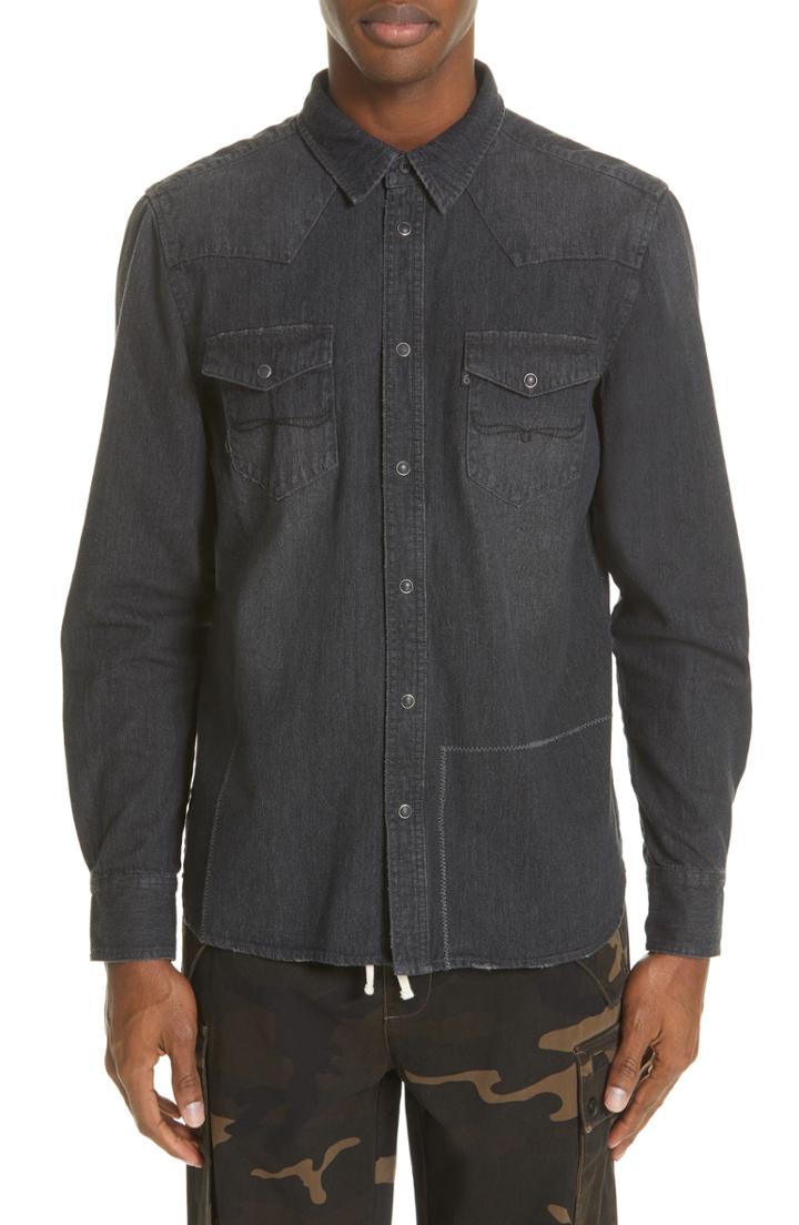 Men's Ovadia & Sons Western Denim Shirt, Size - Black