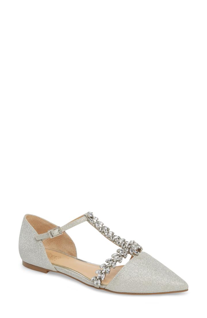 Women's Jewel Badgley Mischka Maury Embellished T-strap Flat