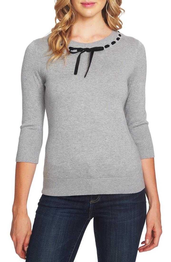 Women's Cece Ribbon Detail Sweater - Grey