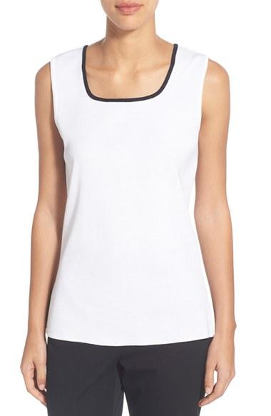 Women's Ming Wang Tipped Square Neck Tank