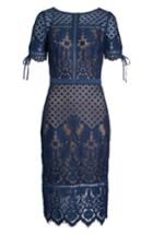 Women's Tadashi Shoji Tie Sleeve Lace Sheath Dress - Blue