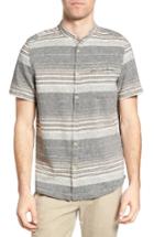 Men's Jeremiah Houghton Stripe Linen Blend Band Collar Shirt