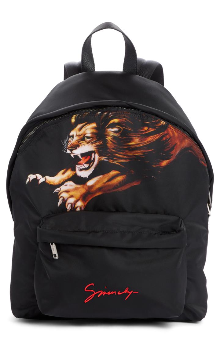 Men's Givenchy Lion Print Backpack - Black