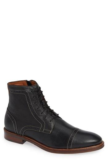 Men's Johnston & Murphy Warner Cap Toe Boot M - Black