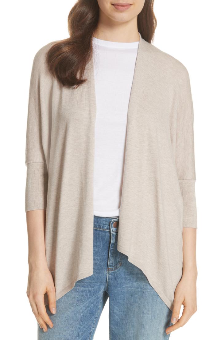 Women's Eileen Fisher Boxy Cotton Blend Sweater - Purple