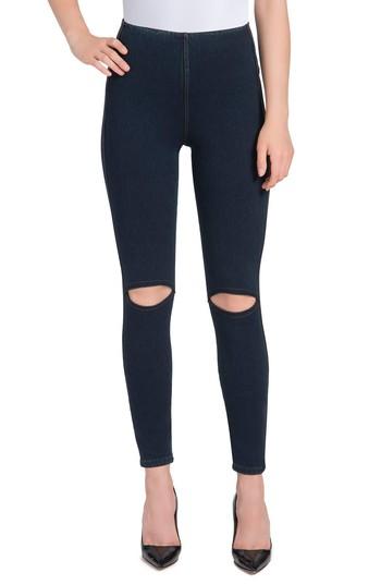 Women's Lysse Slashed Denim Leggings - Blue