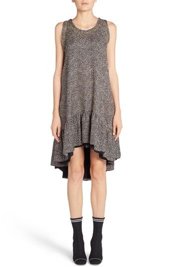 Women's Fendi Pop Chevron Cloque Swing Dress Us / 40 It - Black