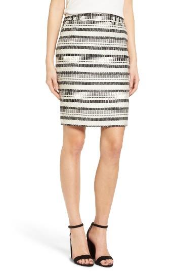 Women's Halogen Stripe Tweed Pencil Skirt - Ivory