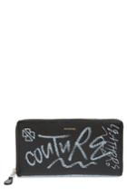 Women's Balenciaga Bazar Graffiti Lambskin Zip Around Wallet - Black