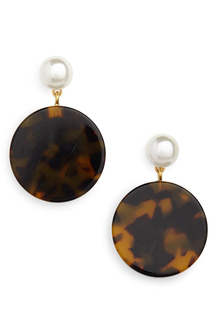 Women's J.crew Imitation Pearl & Tortoiseshell Drop Earrings