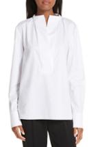 Women's Tibi Shirred Neck Cotton Poplin Top - White