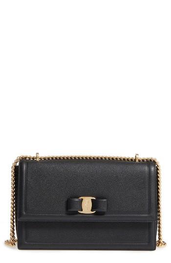 Salvatore Ferragamo Medium Grained Leather Bow Shoulder Bag -