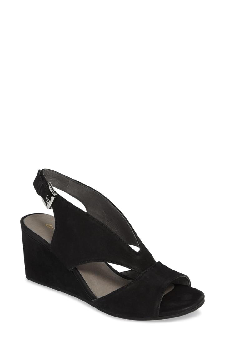 Women's David Tate Harlem Wedge Sandal .5 M - Black