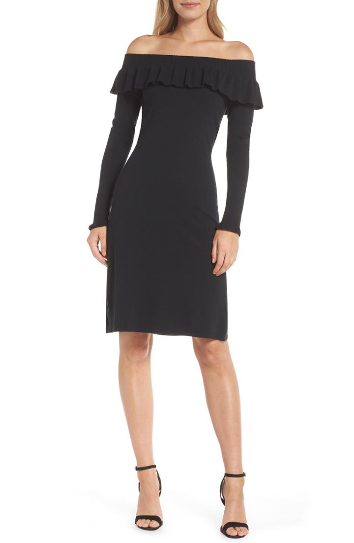 Women's Lilly Pulitzer Moda Off The Shoulder Sweater Dress - Black