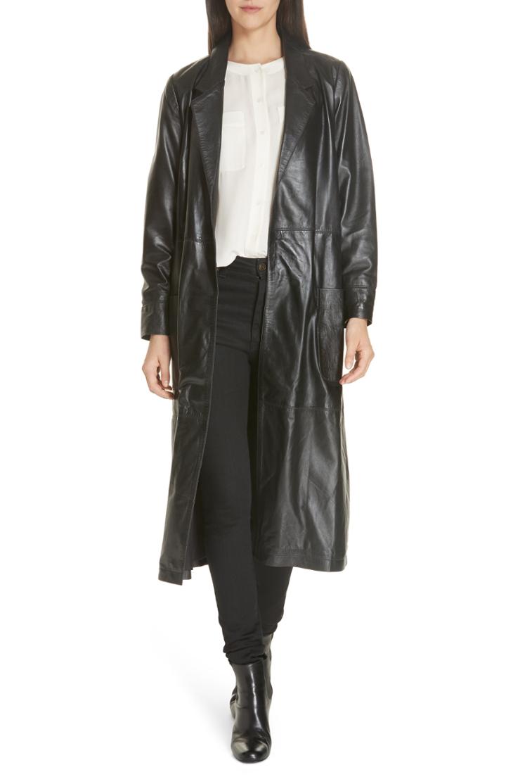 Women's Smythe Leather Trench Coat - Black