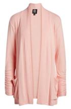 Women's Bobeau Ruched Sleeve Cardigan, Size - Pink