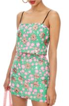 Women's Topshop Flower Sequin Camisole Us (fits Like 0-2) - Green