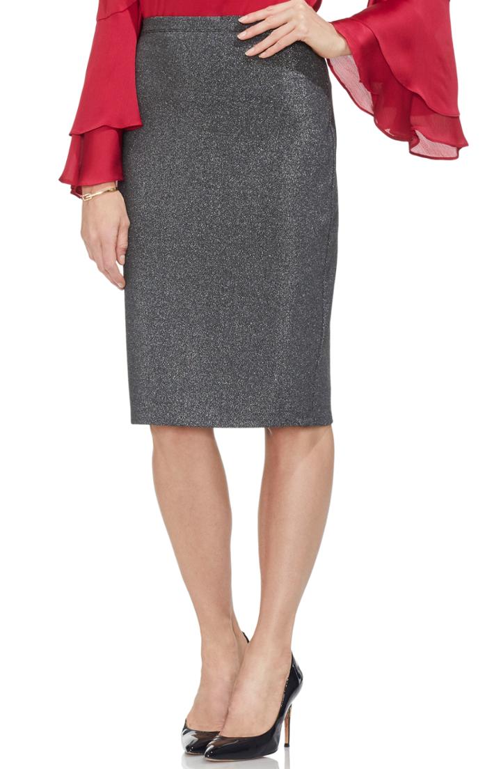 Women's Vince Camuto Sparkle Ponte Pencil Skirt - Metallic