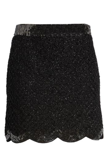 Women's Endless Rose Sequin Scallop Hem Miniskirt - Black