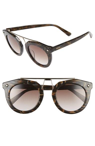 Women's Mcm 49mm Round Sunglasses - Striped Khaki