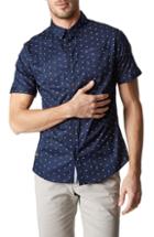 Men's 7 Diamonds Rhythm Nation Trim Fit Stretch Short Sleeve Sport Shirt - Blue