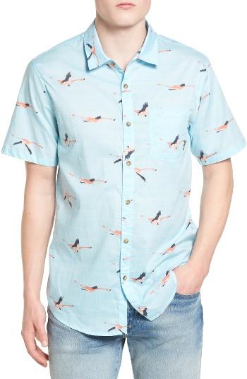 Men's Billabong Vacay Print Woven Shirt, Size - Blue