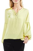 Women's Vince Camuto Lace-up Hammered Satin Blouse, Size - Green