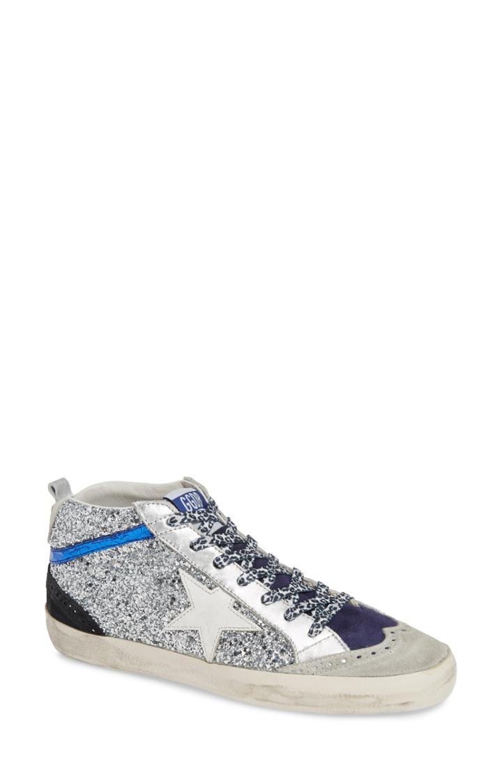 Women's Golden Goose Mid Star Glitter Sneaker Us / 35eu - Metallic