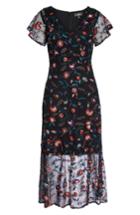 Women's Sam Edelman Pansy Embroidered Mesh Midi Dress - Black